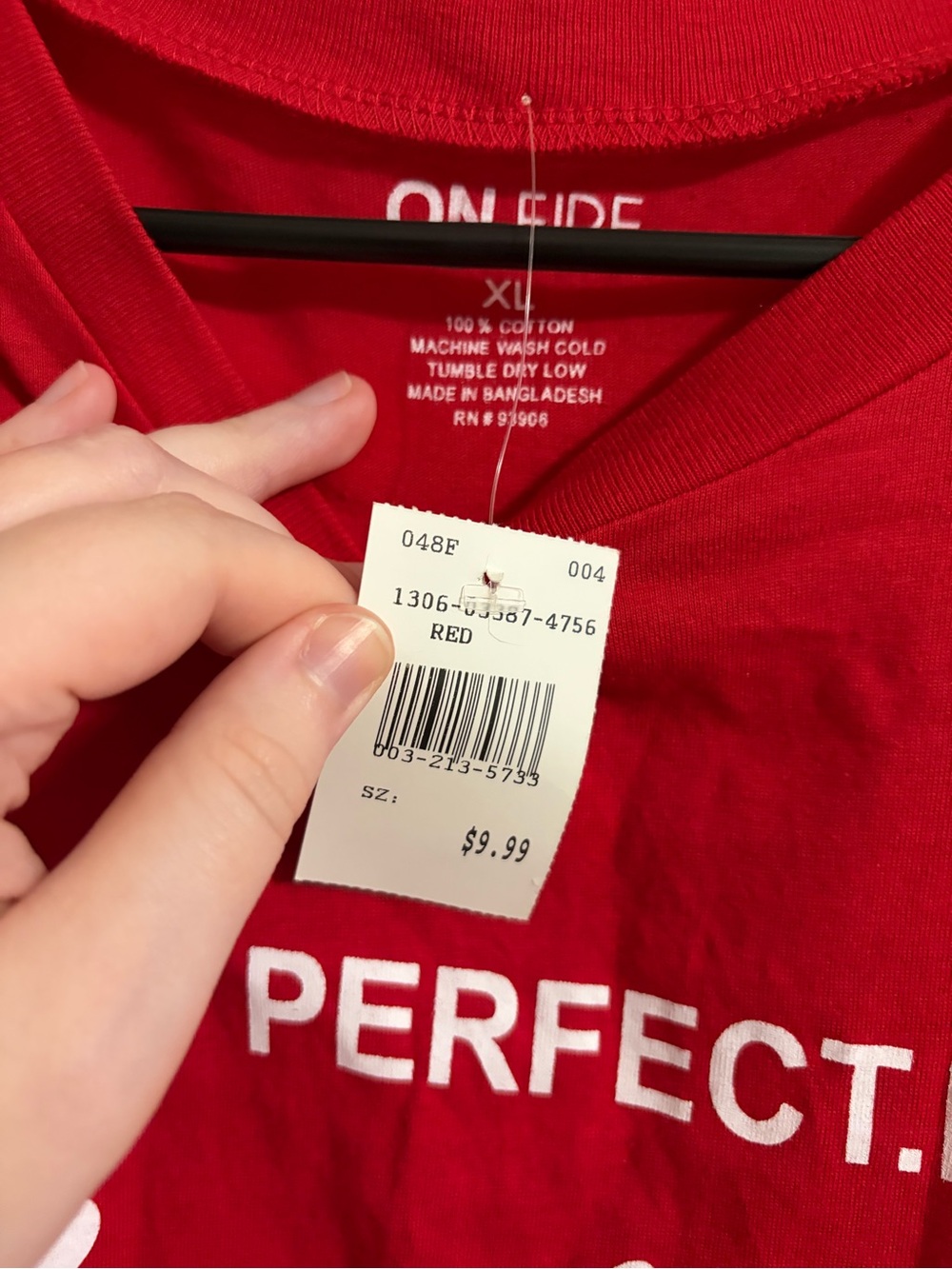 On Fire Red Long Sleeve Maxi Top with White 'Original' Script - Picture 3 of 5